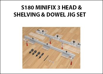 S180 Sablon Minifix-3 Head & Shelving & Dowel Connection Jig Set for Cabinet, Closet and like Furniture Making with 18-19 mm (3/4 inch) Wood & Panels