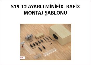 S19-12 Ayarlanabilir Minifix/Rafix & Çoklu Delik & Kavela Montaj Şablon Seti